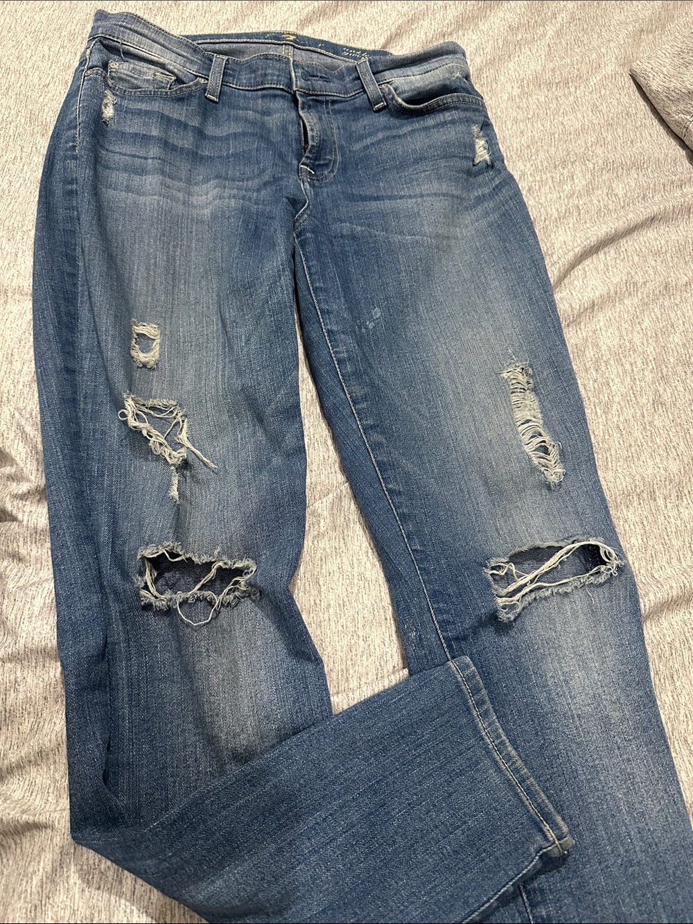 7 For All Mankind Distressed Blue Boyfriend Jeans
